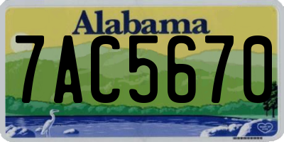 AL license plate 7AC5670