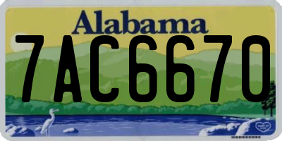 AL license plate 7AC6670