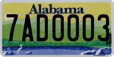 AL license plate 7AD0003