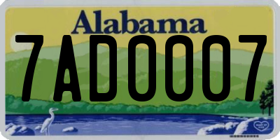 AL license plate 7AD0007