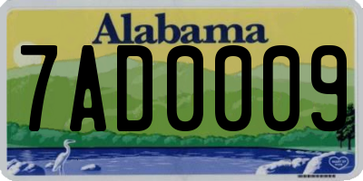 AL license plate 7AD0009