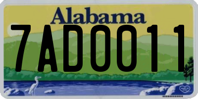 AL license plate 7AD0011