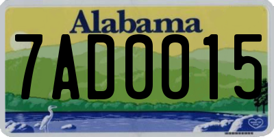 AL license plate 7AD0015