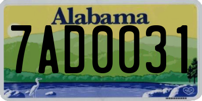 AL license plate 7AD0031