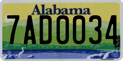 AL license plate 7AD0034