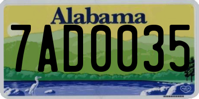 AL license plate 7AD0035