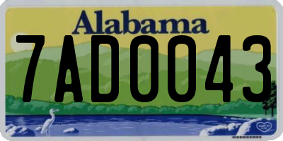 AL license plate 7AD0043