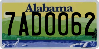 AL license plate 7AD0062