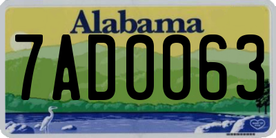 AL license plate 7AD0063