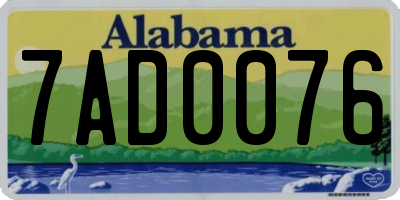 AL license plate 7AD0076