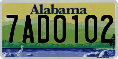 AL license plate 7AD0102
