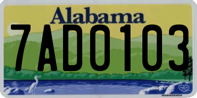 AL license plate 7AD0103