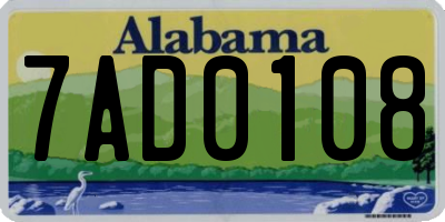 AL license plate 7AD0108