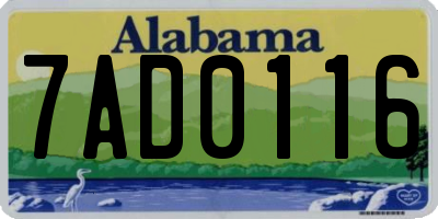 AL license plate 7AD0116