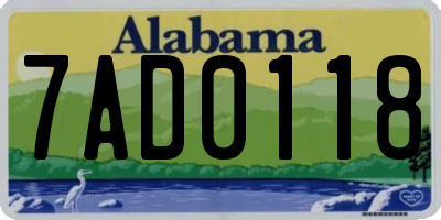 AL license plate 7AD0118