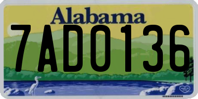 AL license plate 7AD0136