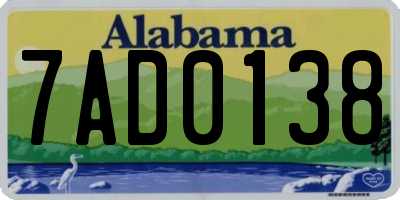 AL license plate 7AD0138