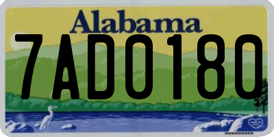 AL license plate 7AD0180