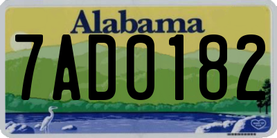 AL license plate 7AD0182