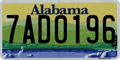 AL license plate 7AD0196