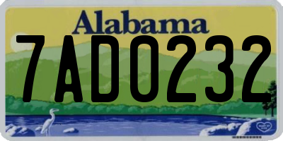AL license plate 7AD0232