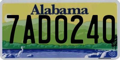 AL license plate 7AD0240