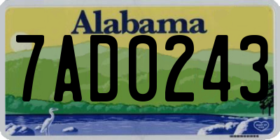 AL license plate 7AD0243