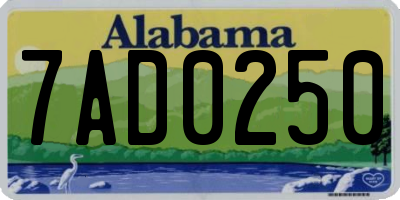 AL license plate 7AD0250