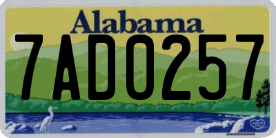 AL license plate 7AD0257