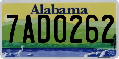 AL license plate 7AD0262