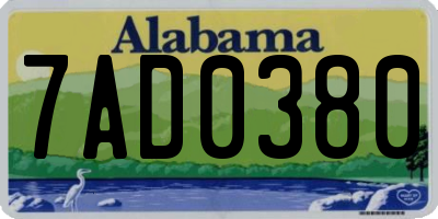 AL license plate 7AD0380