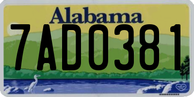 AL license plate 7AD0381