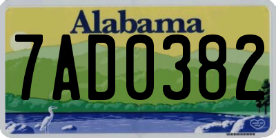 AL license plate 7AD0382