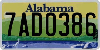 AL license plate 7AD0386