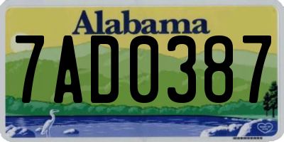 AL license plate 7AD0387