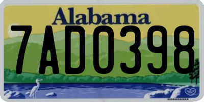 AL license plate 7AD0398