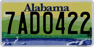 AL license plate 7AD0422
