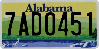 AL license plate 7AD0451