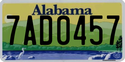 AL license plate 7AD0457