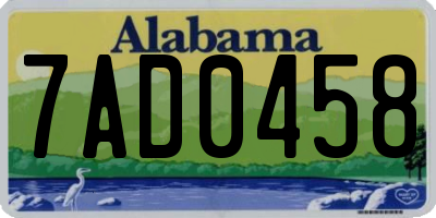 AL license plate 7AD0458