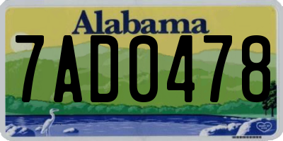 AL license plate 7AD0478