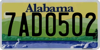 AL license plate 7AD0502