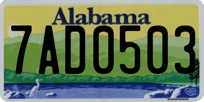 AL license plate 7AD0503
