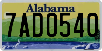 AL license plate 7AD0540