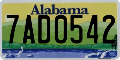 AL license plate 7AD0542