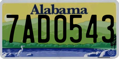 AL license plate 7AD0543