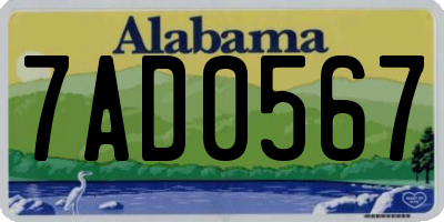 AL license plate 7AD0567