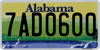 AL license plate 7AD0600