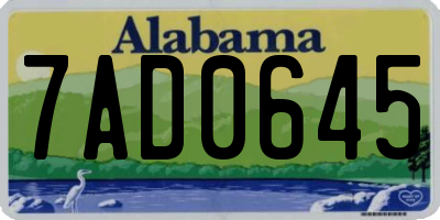 AL license plate 7AD0645