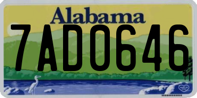 AL license plate 7AD0646